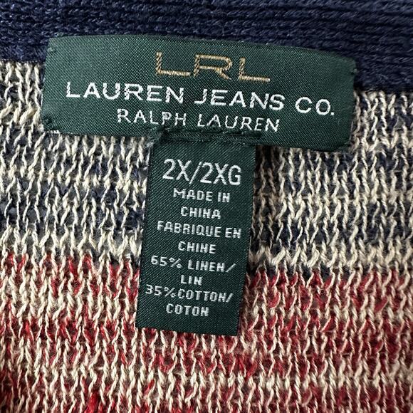 Ralph Lauren LRL Sweater Womens 2X Linen Blend Tunic Southwestern Stripe - Picture 5 of 9